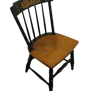 HEYWOOD WAKEFIELD Black Hitchcock Style Accent Side Chair w. Painted Leaf Accents 