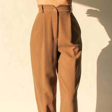 Vintage 80s Giorgio Armani Coffee Cream Tapered High Waisted