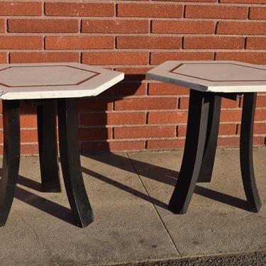 Vintage Mid Century Modern Harvey Probber Side Tables With Brass Detail