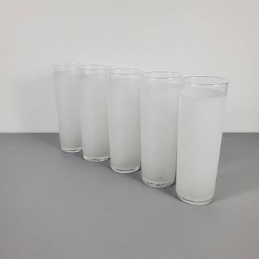 Set of 5 Frosted White Highball Drinking Glasses 