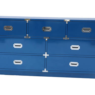 Bernhardt Mid Century Blue Campaign Dresser Credenza By