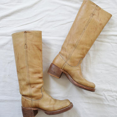 70s Frye Campus Boots | Vintage Frye Boots | Banana Tan Frye Boots | Women's US Size 5 