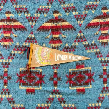 Vintage Lowden Memorial Felt Pennant Native American Chief Graphic 