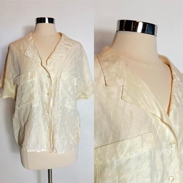 Vintage Linen Dolman Sleeve Shirt 1980s 