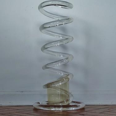 Mid Century Modern Dorothy Thorpe Lucite Spiral Spring Umbrella Stand 