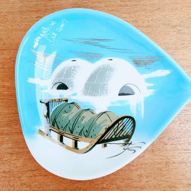 Vintage Matthew Adams Pottery | Alaska | Tray Plate 164 | Igloos and Sled | 1950s 