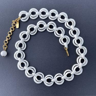 1960’s Monet White Enamel over Metal Choker Necklace