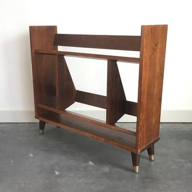 vintage mid century modern angled bookshelf.