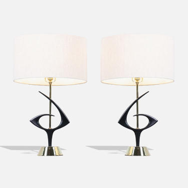 Mid-Century Modernist Sculpted Brass Table Lamps