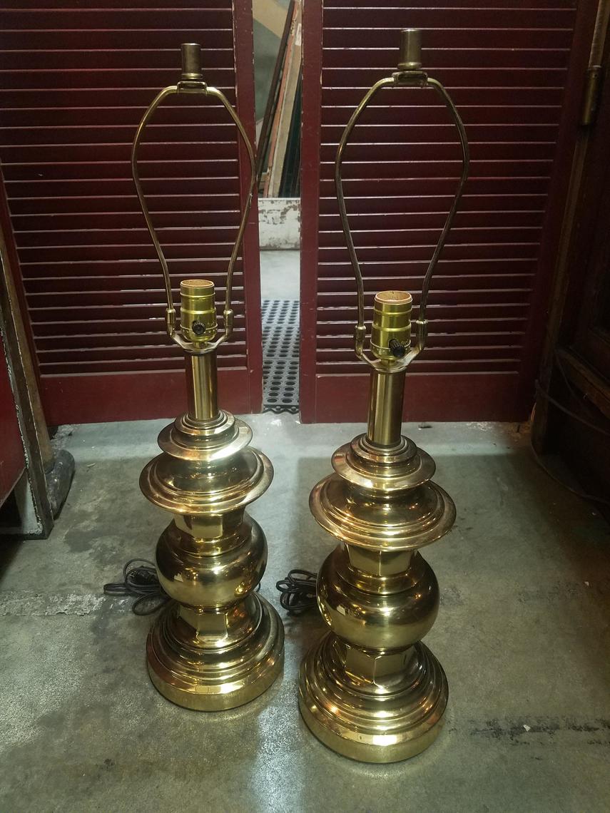Vintage Falkenstein Heavy Brass Table Lamps Set of 2 Earthwise Architectual Salvage Seattle Seattle WA