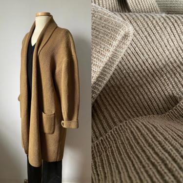 Heavy Wool Ribbed Sweater Coat 