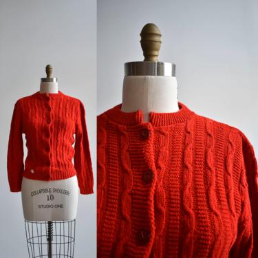 1960s Deadstock Red Knit Cardigan Sweater 
