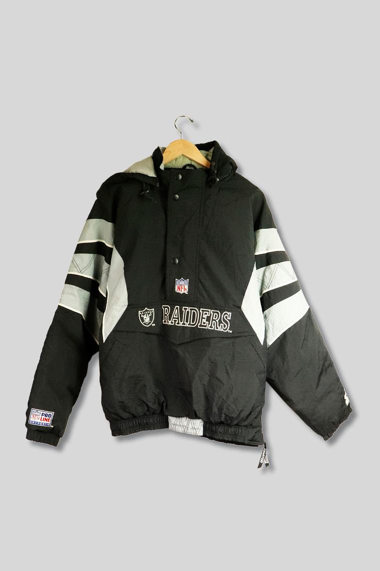 Vintage Starter NFL Las Vegas Raiders Half Zip Winter Jacket Sz M