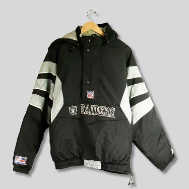 Oakland Raiders NFL good Pro Line Puffy Jacket Starter Half Zip Black vintage