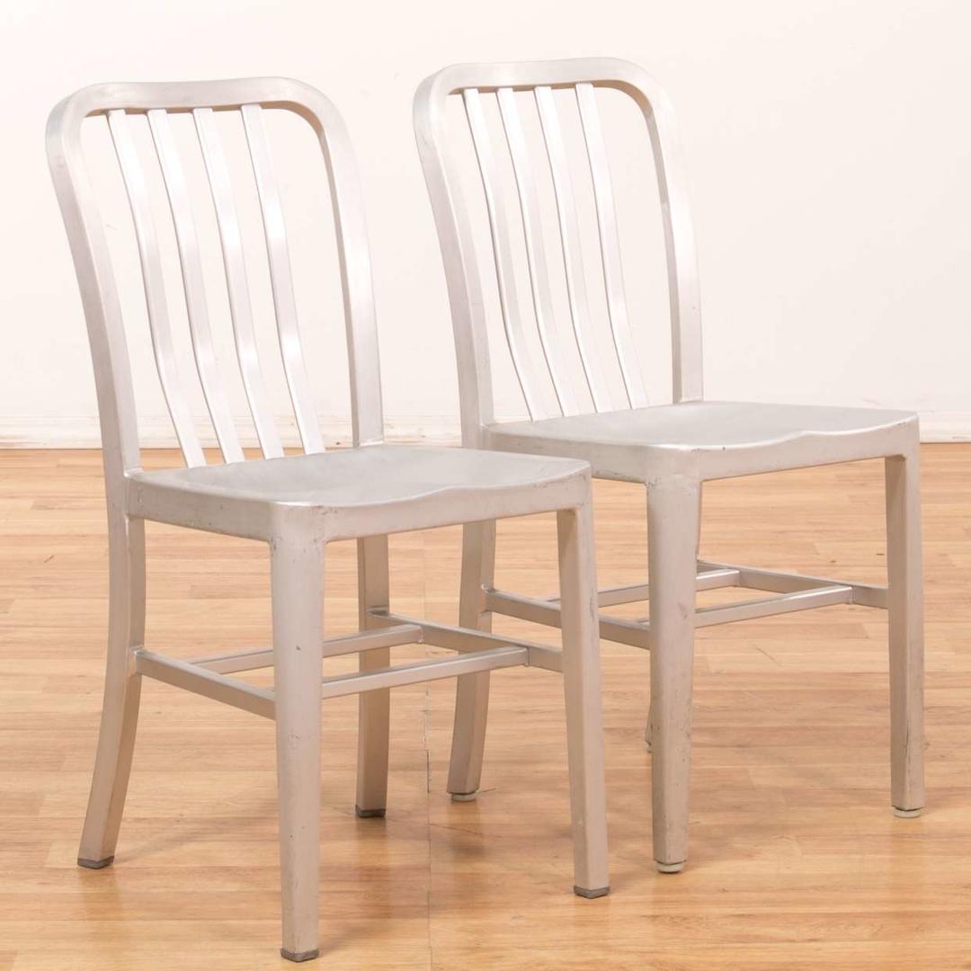 Pair Of Crate & Barrel Aluminum Dining Chairs Loveseat (Los Angeles
