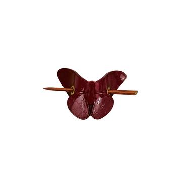 Louis Vuitton Burgundy Monogram Butterfly Hair Clip