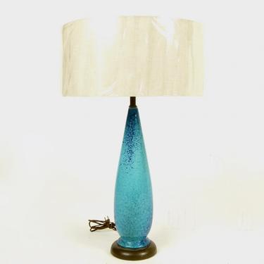 Mottled Blue Glazed Ceramic Lamp