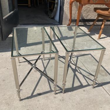 See Right Through | Pair of Unique Chrome Side Tables with Glass Top