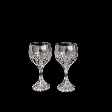 Baccarat French Crystal PAIR of Goblet Stemmed Glasses  6 3/8" Tall X 2.5" Diameter at rim MASSENA France Fine Crystal 