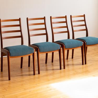 4 Mid Century Danish Modern Ladder-back Dining Chairs 