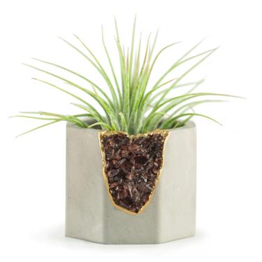Raw Crystal Candle Holder| Air Plant Holder Planter | Cement Succulent Planter 