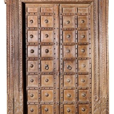 Stunning Functional Antique Teak Wood Indian Doors with Ironwork and Frame from Terra Nova Designs Los Angeles 