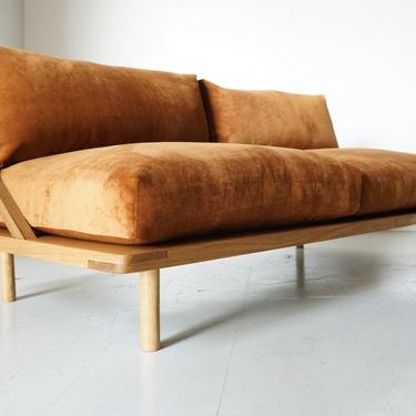 78&amp;quot; Mid Century Style Walnut Feather Down Sofa ( Custom listing Leather upgrade for JP ) 