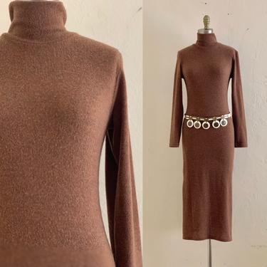 vintage 90's brown fitted sweater dress 
