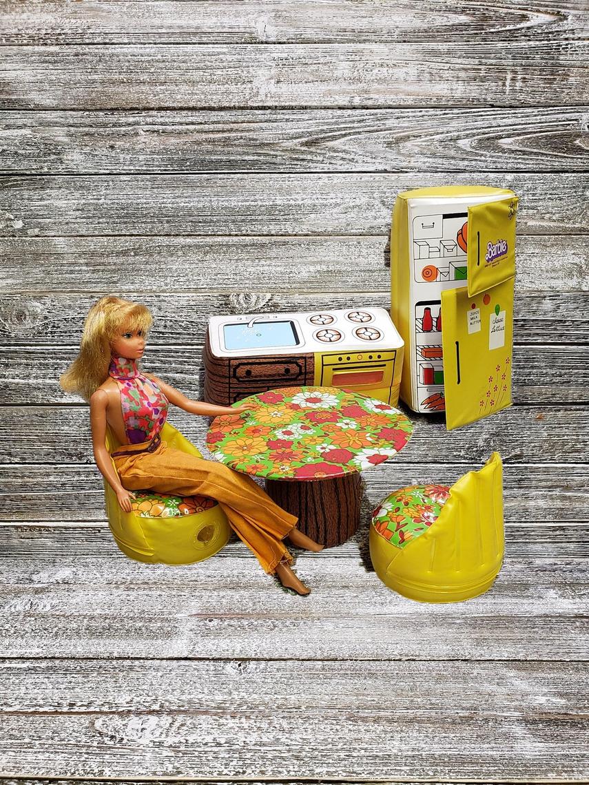 Vintage Inflatable Barbie Furniture 5pc Barbie Doll Kitchen Furniture 1970s A GoGo Vintage Havre de Grace MD