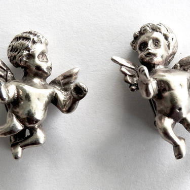 Florentine Type Silver Cherub Earrings 