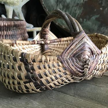 Rustic French Market Basket, Willow Wicker Flower Basket, Gathering, Bentwood Handle, Farmhouse, Garden Basket 