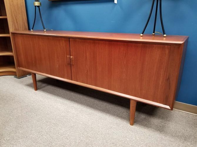Danish Modern 80 Long Teak Credenza With Tambour Doors By Faarup