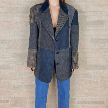Vintage Wool Patchwork Blazer Jacket 