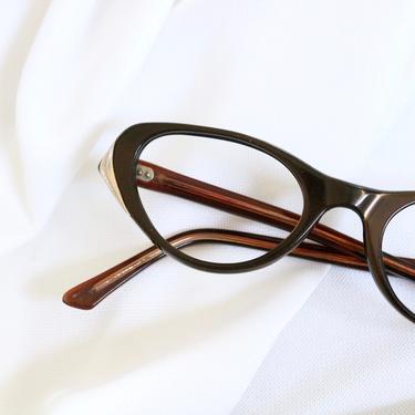 Vintage 50's Brown with gold Cat Eye Eyeglasses Frames, See Description 