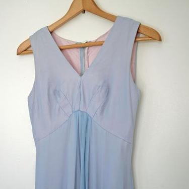 1970s floaty pink and purple chiffon gown or prom dress 