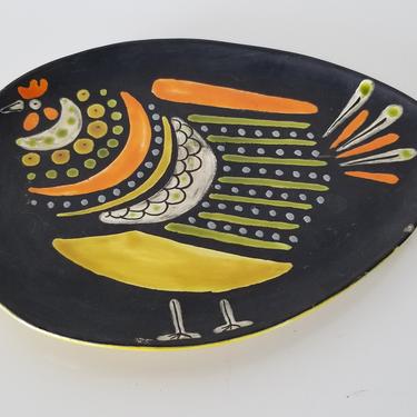 1970s Mid-Century Italian Raymor Hand-Painted Ceramic Dish. 