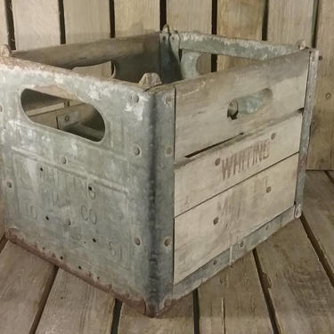 Whiting Milk Crate 1961, Wood and Metal Milk Bottle Crate | Up the ...