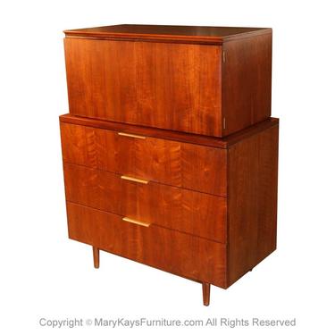 John Stuart Mid Century Highboy Walnut Dresser 