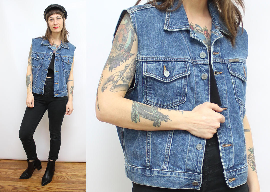 Jean jacket cut off sleeves hotsell