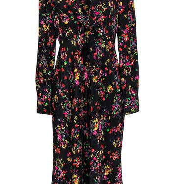 Veronica Beard - Black Floral Printed Silk Maxi Dress Sz 14
