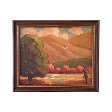 1960s Oil Painting, Autumn Fields 