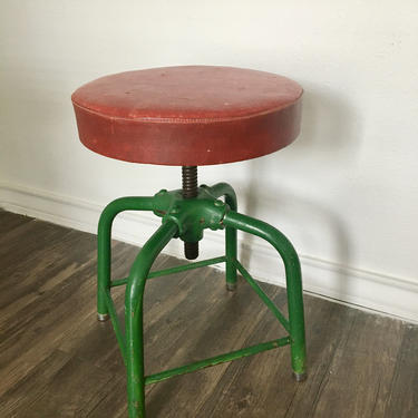 Vintage Koken Barbers Stool - 1950s - Industrial Stool, Adjustable Stool, Workbench, Architectural, Seating, Office, Man Cave, Studio Chair 