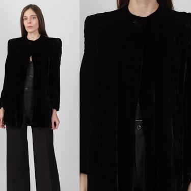 Vintage 1940s Black Velvet Quilted Jacket - Small to Medium | 40s L.S. Ayres Short Swing Coat 