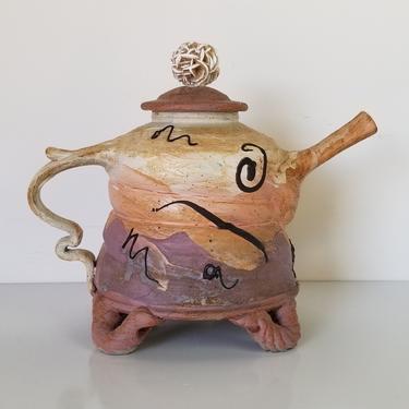 1990's Postmodern Style Art Pottery Vase, Signed 