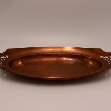 vintage Manning Bowman copper tray/reticulated handle 