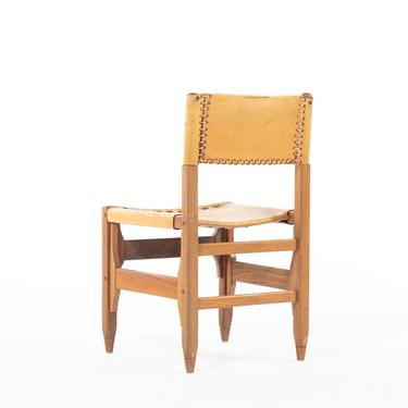 1960s Tanned Saddle Leather & Teak Side Chair Designed by Biermann Werner for Arte Sano (Up to 3 Available) 