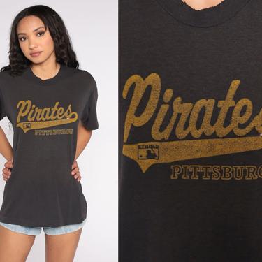 Vintage Pittsburgh Pirates Shirt -- 80s Baseball Tshirt Distressed Retro MLB T Shirt Screen Stars Vintage 1980s Black Hillyard Medium 