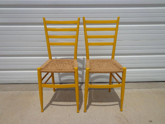 Epic Set Of 2 Italian Gio Ponti Ladderback Chairs Mid Century