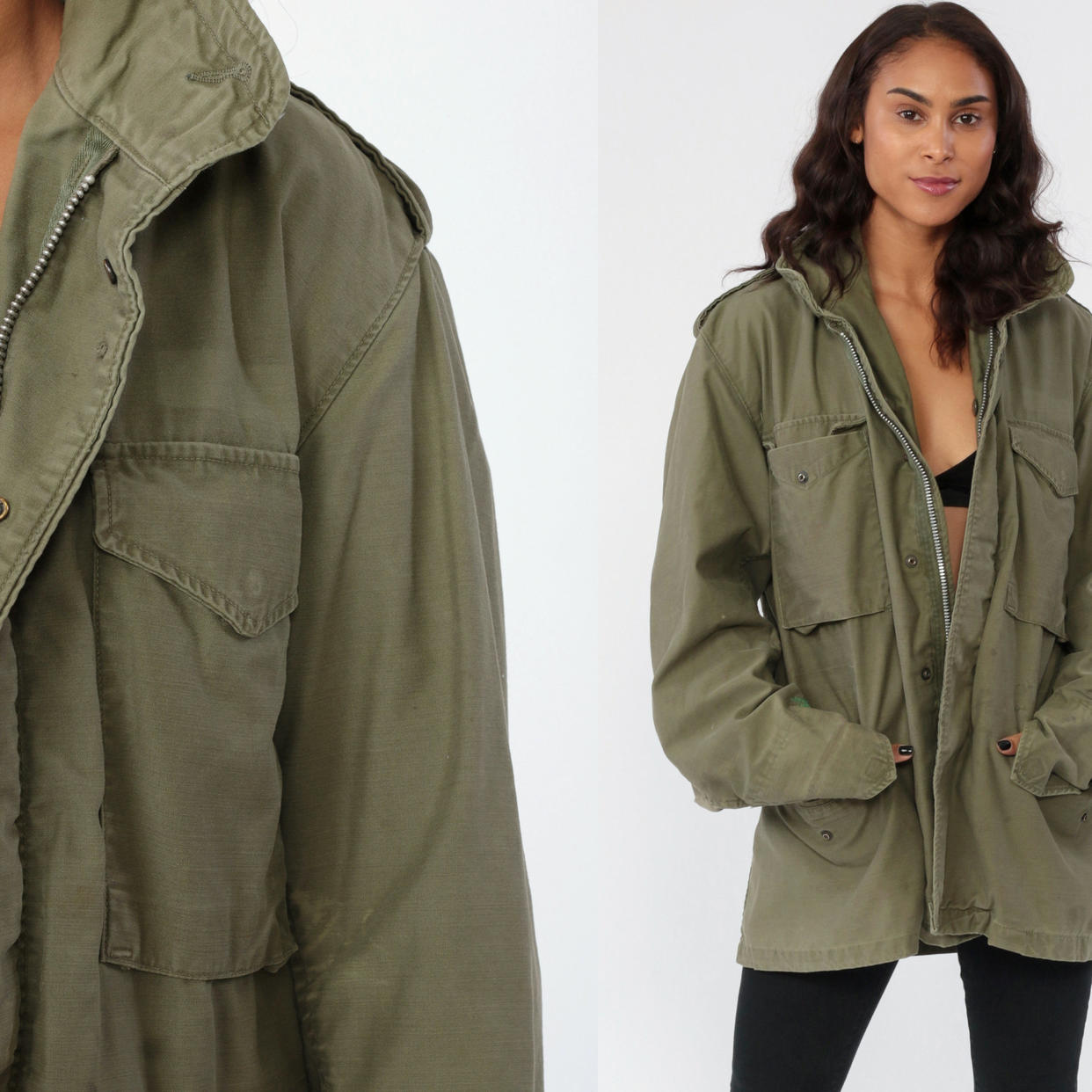 Green Military Jacket Commando Jacket 80s Coat Distressed | Shop Exile ...