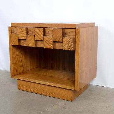 Lane Oak Nightstand Brutalist Paul Evans Style Mid Century Modern 